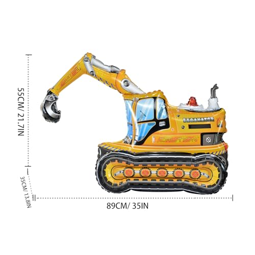 EASUTE 2PCS 4D Excavator Construction Balloons - Birthday Party Supplies