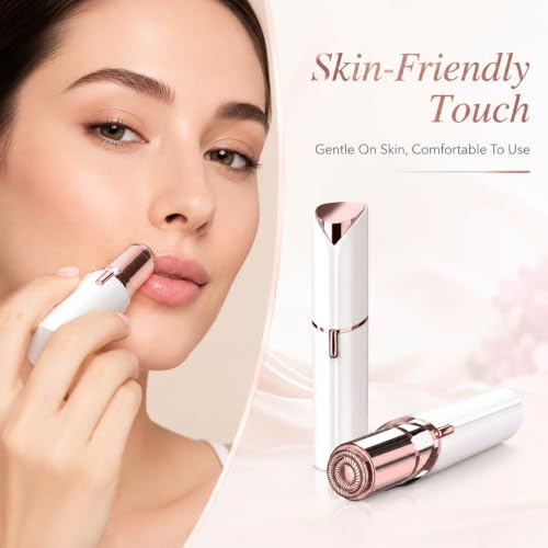 BOQXRM White Facial Hair Removal for Women with 2 Replacement Heads - Gentle, USB Rechargeable, Waterproof