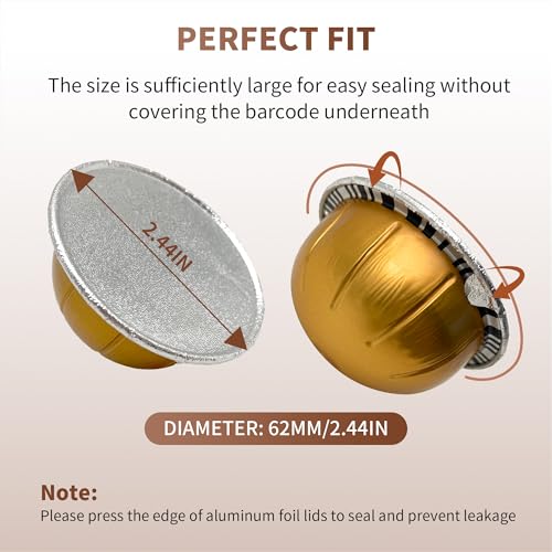 Nespresso Vertuo Compatible Reusable Aluminum Foil Seals - 100PCS