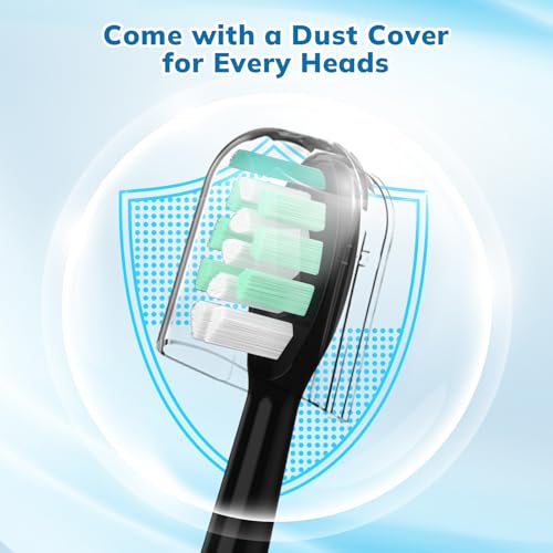 CloudDent 16 Pack Replacement Toothbrush Heads for Philips Sonicare (Black/White)