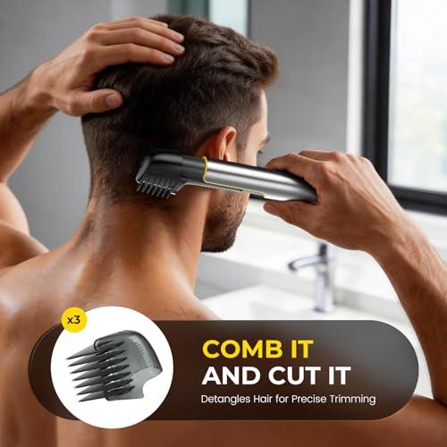 PRITECH Body Hair Trimmer for Men, Rechargeable Pubic Hair Trimmer for Men Electric Back Shaver for Men Waterproof Wet/Dry Body Groomer Ball Shaver