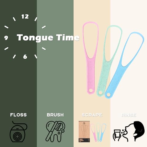 Natural Fiber Tongue Scraper - BPA Free, 3 Pack for Oral Care