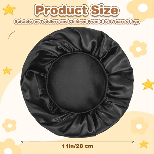 PIEMEET 3-Pack Kids Satin Sleep Bonnet, 11-Inch Adjustable Hair Care Cap