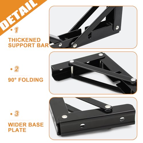 Storystore 8-Inch Folding Shelf Brackets - Heavy Duty Space-Saving Design