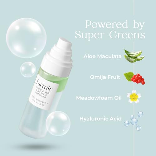 FARMIC Vegi Glow Green Serum Mist 2.7oz Aloe & Omija Facial Spray for All Skin Types