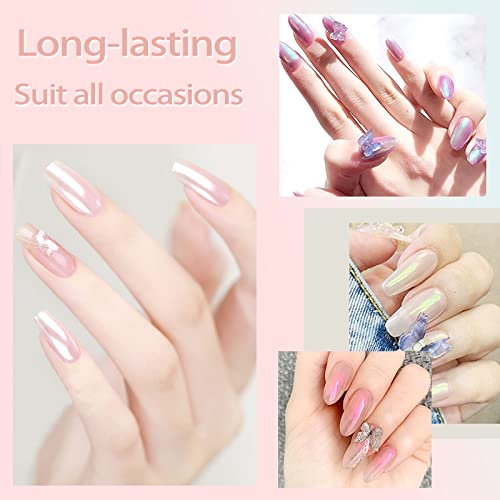 Allstarry Chrome Nail Powder Kit - Iridescent Aurora Glitter Set