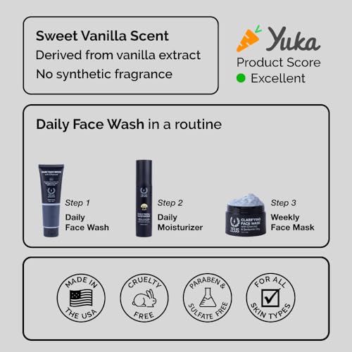 ZEUS Charcoal Face Wash for Men – daily cleanser for oily skin, USA-made