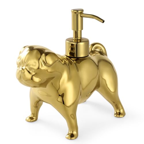 Gold Pug Soap Dispenser - Charming Ceramic Dog Lover Gift