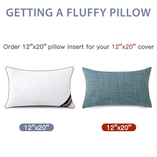 OTOSTAR 12x20 Down Alternative Throw Pillow Insert - Soft Cotton Cover