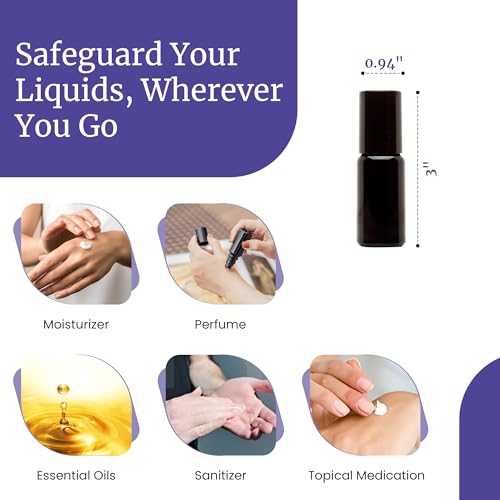 Infinity Jars 10ml Black Ultraviolet Glass Roller Bottle - Airtight Essential Oil Container