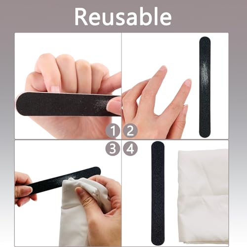 30 Pack Black Emery Boards - Double-Sided Nail Files 100/180 Grit