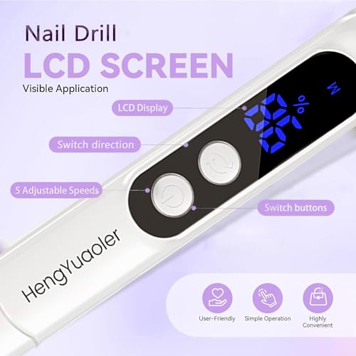 Cordless Electric Nail Drill - Professional Manicure & Pedicure Kit in White