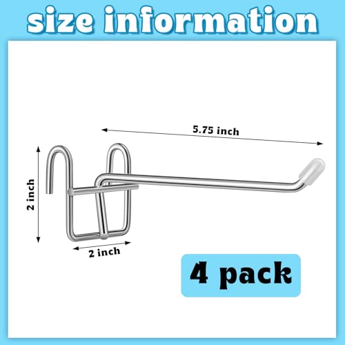 Heavy Duty Metal Wire Shelf Hooks - 4 Pack with Rubber Covers
