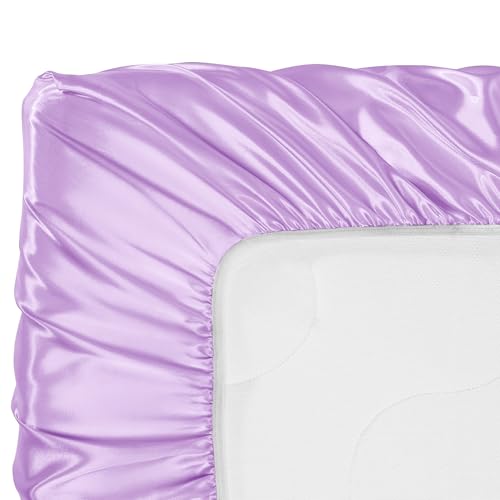 SiinvdaBZX Satin Mini Crib Sheets 2-Pack, 38x24in - Pink & Lavender
