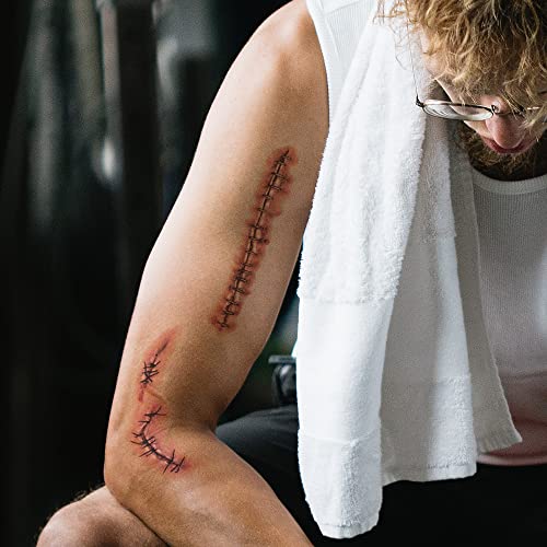 Realistic Halloween Face & Body Scar Temporary Tattoos - Waterproof