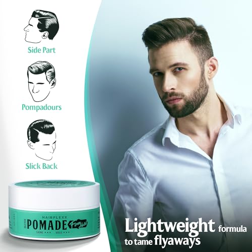 Hairplexx Shine Pomade for Men & Women - 2.7 Fl Oz Travel Pack, Strong Hold & Natural Matte Finish