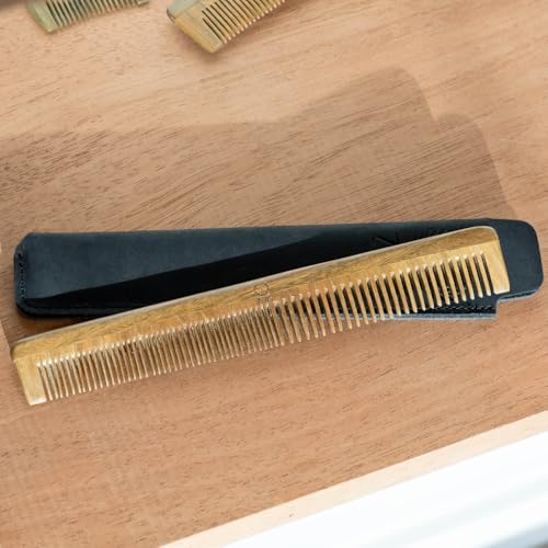 ZEUS Sandalwood Beard & Mustache Comb with Leather Case