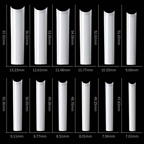U-Shinein 504PCS XXXL Natural No C Curved Square Nail Tips Half Cover - 12 Sizes, Variation: Square-Natural 02