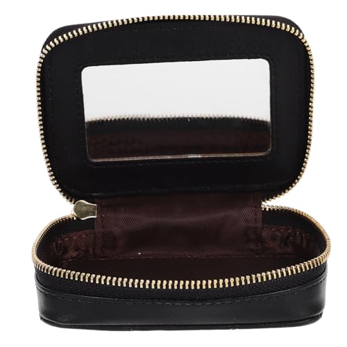 FOMIYES Leather Lipstick Holder Case with Mirror - Portable Mini Makeup Bag