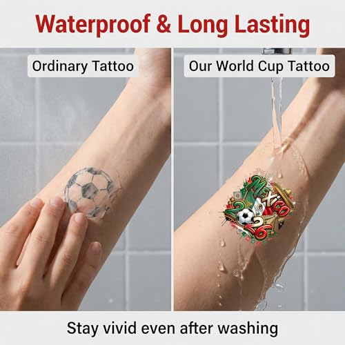 2026 World Cup Temporary Mexico Flag Face Tattoo Stickers - 24 Pack