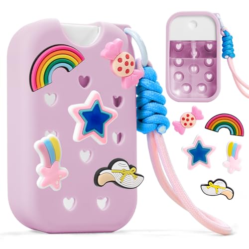 Pink Silicone Case for 1oz Hand Sanitizer Bottle with 5 Charms