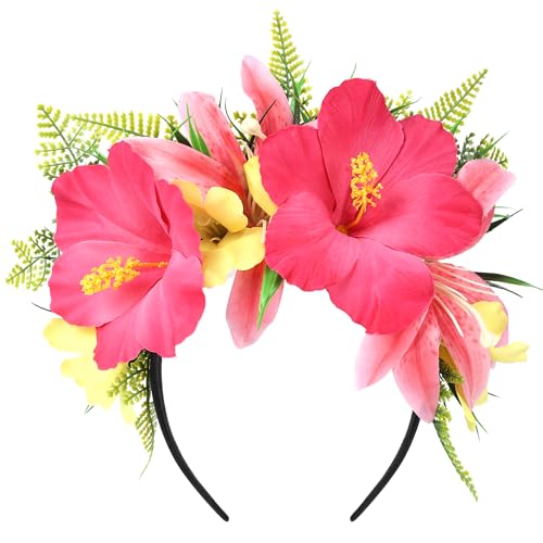 Hawaiian Hibiscus Flower Crown - Tropical Floral Headband for Parties