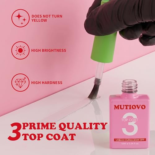 MUTIOVO 2-in-1 UV Nail Glue and No Wipe Top Coat Kit for Acrylic Tips
