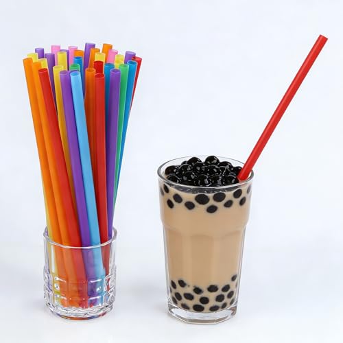 200 Pack Disposable Smoothie Straws - Bright Colors, 10.24 Inches
