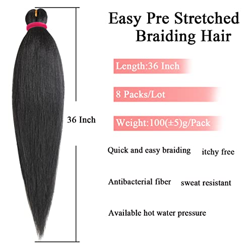 Leeven 36 Inch 8 Packs Pre-Stretched Ginger Braiding Hair Yaki Texture, Crochet Twist Extension (350#)