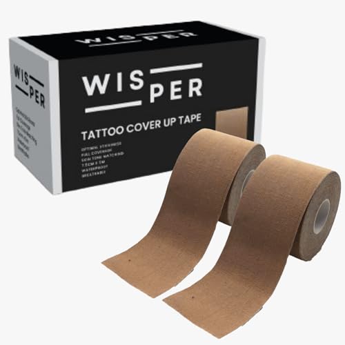 Wisper Tan Tattoo Cover Up Tape - Waterproof Breathable Concealer, 2 Rolls