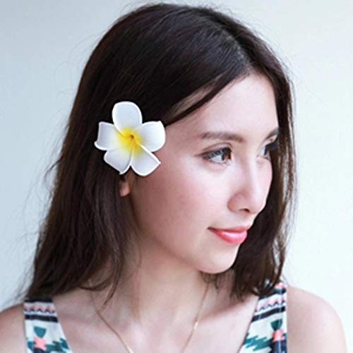 24-Pack Hawaiian Plumeria Flower Hair Clips - 7CM Durable Accessories