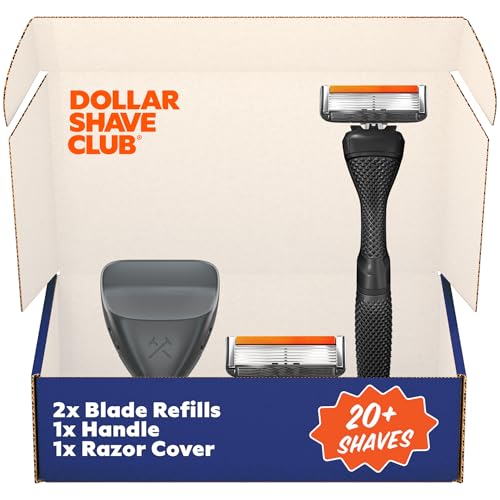 Dollar Shave Club 6-Blade Intro Razor Kit - Black Handle with 2 Refills
