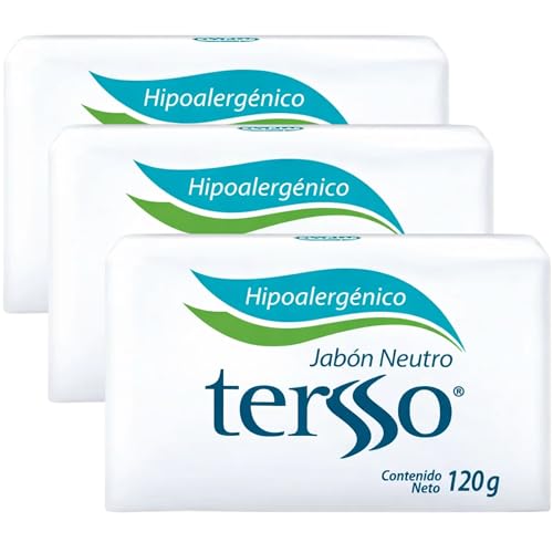 Tersso Hypoallergenic Neutral Soap Bar, Fragrance-Free for Sensitive Skin (3 Pack)