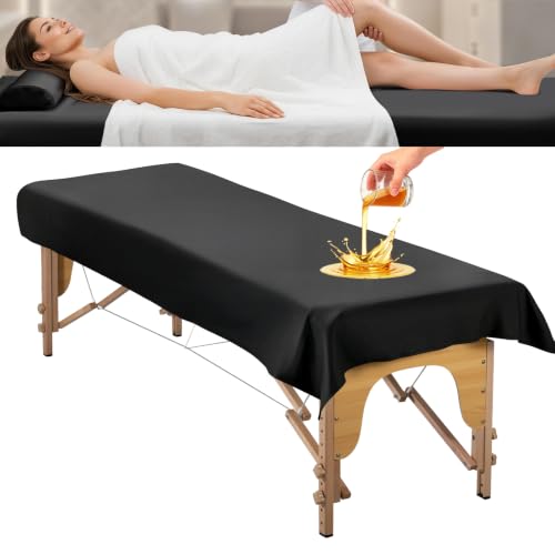LUKYHONIE Reusable PU Leather Massage Table Cover - 35 Inch Black Bed Protector