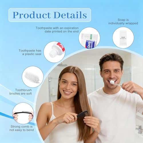 Travel Hygiene Kit - 25-Pack Toothbrush, Toothpaste, and Comb Set