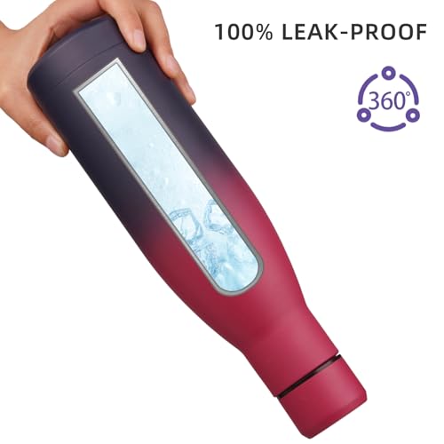17 oz Insulated Stainless Steel Water Bottle - BPA Free, Leak Proof, Keeps Hot & Cold, Black Red