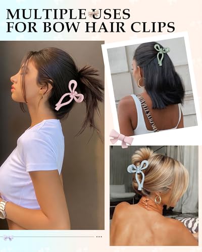 AWAYTR 4Pcs 5.1" Matte Bow Claw Clips, Extra Large for Thick Hair
