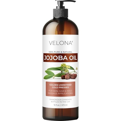 Velona Jojoba Oil 16 fl oz - Cold Pressed, Unrefined, Pump Included