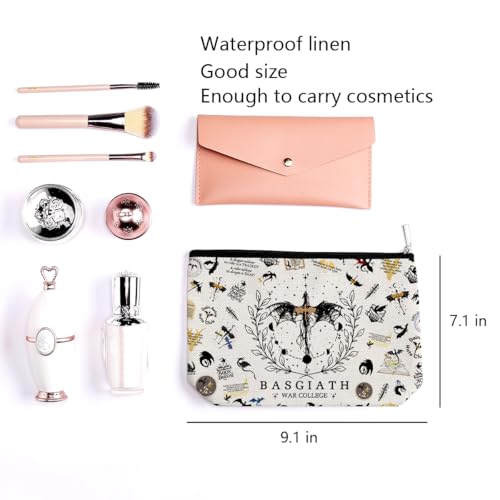LONGXIN Fourth Wing Makeup Bag Large Capacity Cosmetic Organizer Gift for Book Lovers