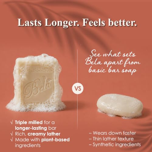 BELA Goat Milk Soap Bar, French Triple Milled with Organic Shea Butter, 6 Pack
