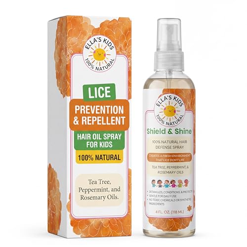 Natural Lice Prevention and Repellent Hair Oil Spray for Kids Hair ? Made with Essential Oils, Detangles and Conditions, Only 5 Oil Ingredients - Tea Tree, Rosemary, and Lavender Oils by Ella¡¯s Kids