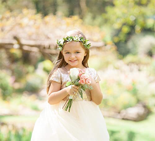 Green Leaf Flower Crown for Women and Girls - Adjustable Boho Headband