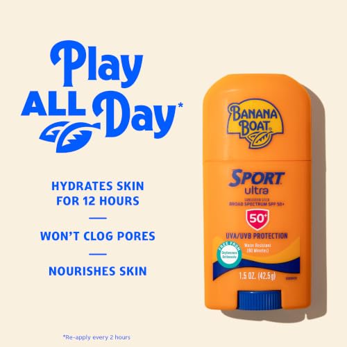 Banana Boat Sport SPF 50 Sunscreen Stick 1.5 oz - Water & Sweat Resistant, Broad Spectrum UVA & UVB Protection