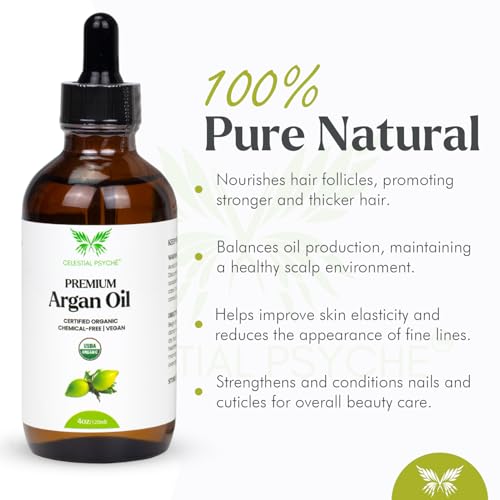 Argan Oil 4 oz - 100% Pure Organic Cold-Pressed Hair & Skin Moisturizer