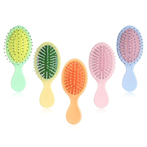 Mini Hair Brush Set - 5 Color Detangling Brushes for Travel