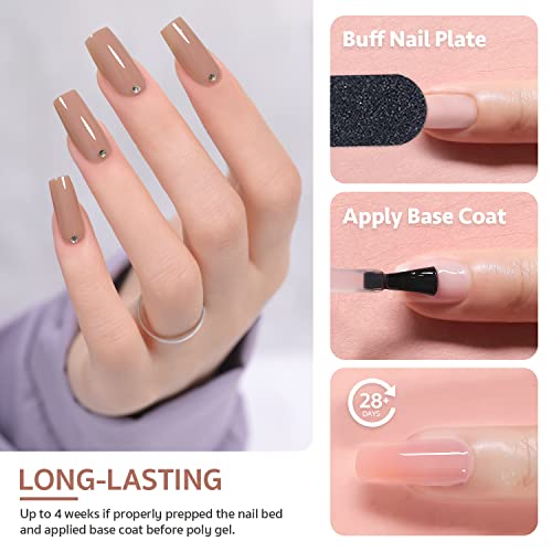 GAOY Poly Gel Nail Kit with UV Light Starter Kit – Set C, 6 Colors Nude Pink Black, Includes Top/Base Coat, Lamp & Tools