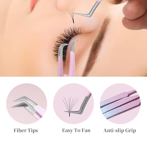 ANNAFRIS Fiber Tip Lash Tweezers - Precision Volume Lash Set (2Pcs-F06/08)