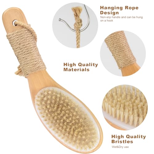 9.8" Natural Bristle Body Brush with Anti-Slip Handle