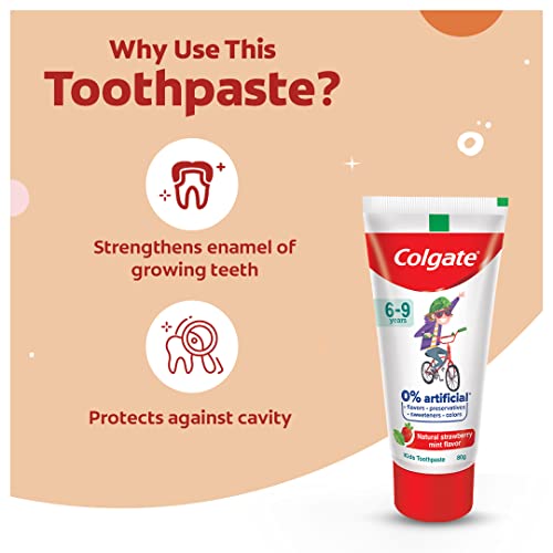 Colgate Kids Toothpaste for Ages 6-9, Strawberry Mint Flavor, 80g