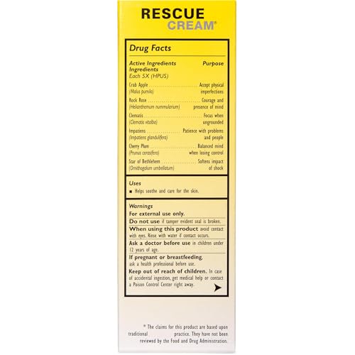 Bach RESCUE Cream - Hydrating Shea Butter Moisturizer for Hands, Body & Face, Fragrance-Free, 30g